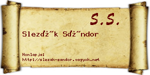 Slezák Sándor névjegykártya
